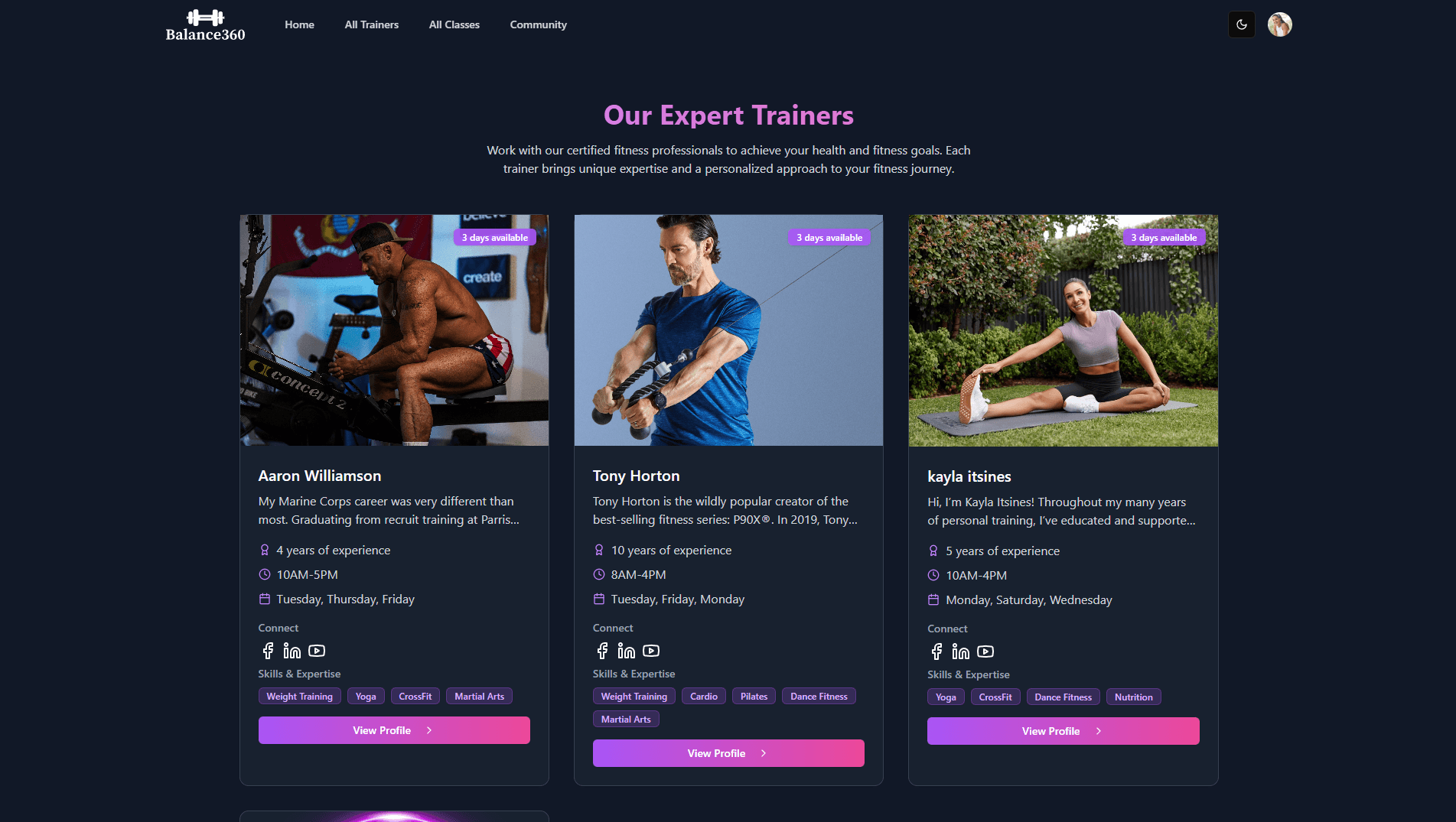 Traienrs Page